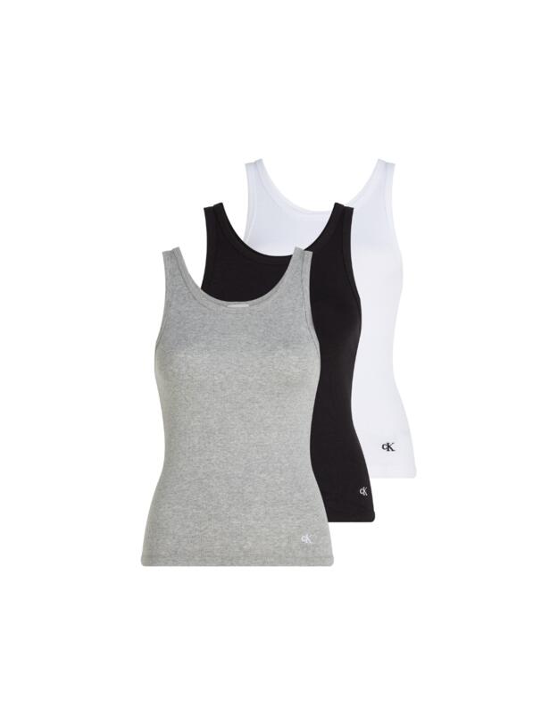 Calvin Klein Scoop Neck Cotton Tank 3 Pack Black/White/Grey Heather 
