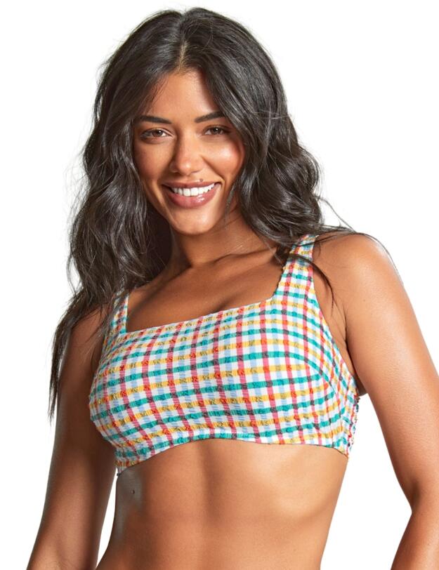 Panache Seersucker Gina Square Neck Crop Top Seersucker Multi 