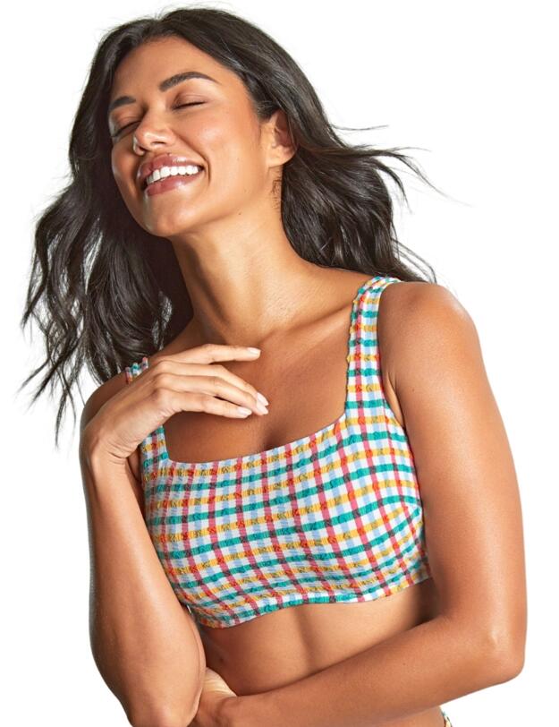 Panache Seersucker Gina Square Neck Crop Top Seersucker Multi 