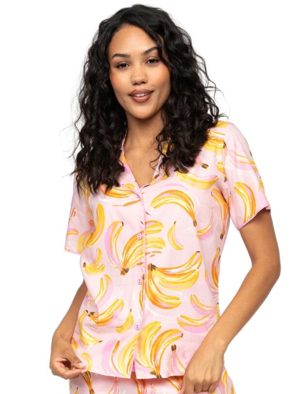 Cyberjammies Betsy Banana Print Pyjama Top Light Pink Mix 