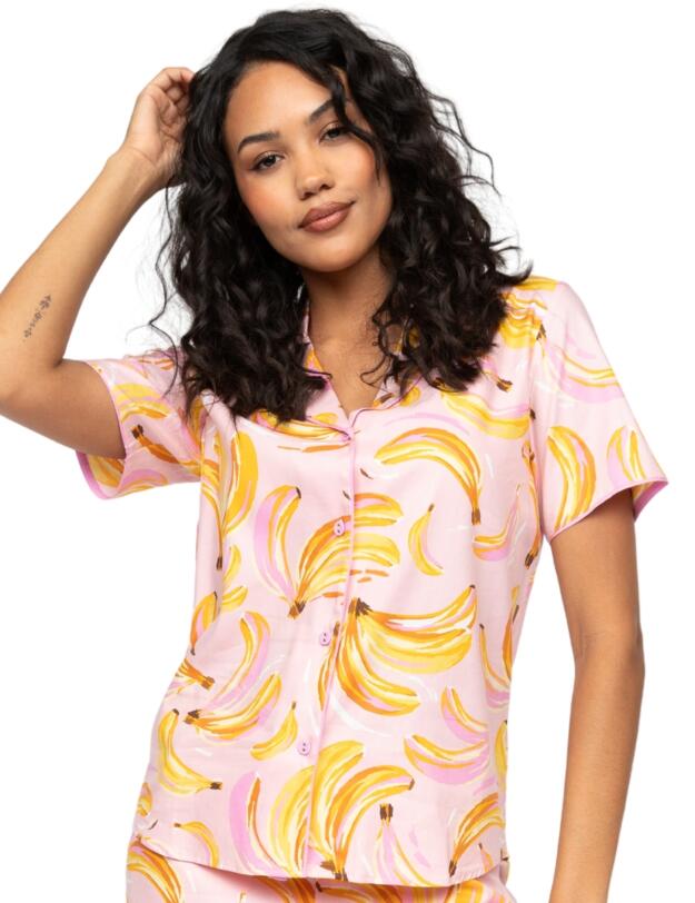 Cyberjammies Betsy Banana Print Pyjama Top Light Pink Mix 