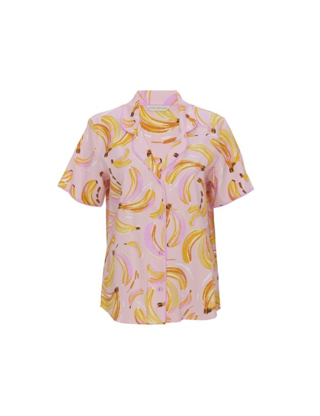 Cyberjammies Betsy Banana Print Pyjama Top Light Pink Mix 