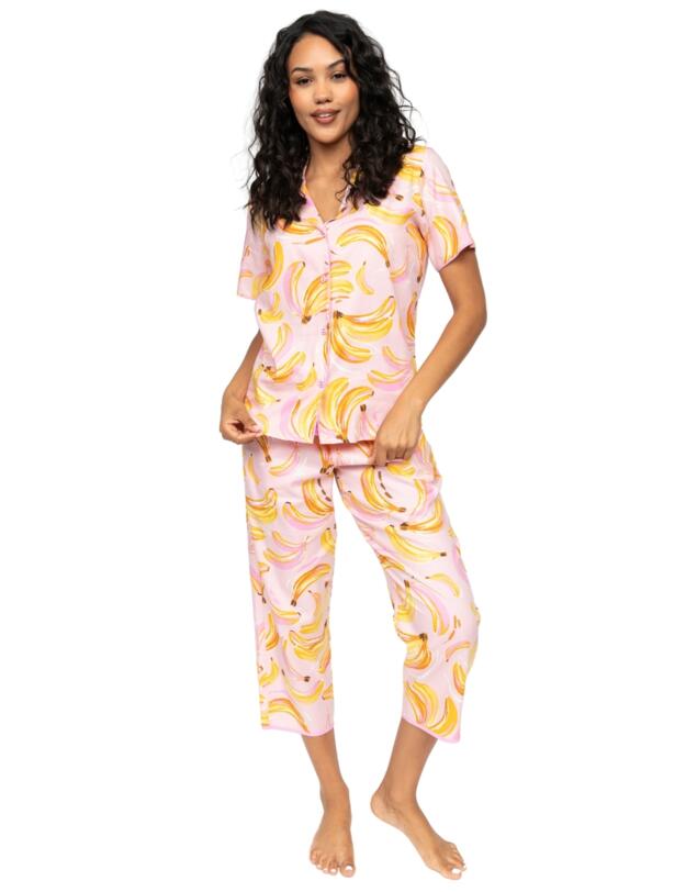 Cyberjammies Betsy Banana Print Pyjama Top Light Pink Mix 