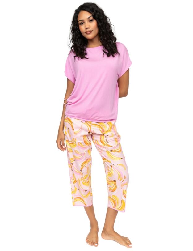 Cyberjammies Betsy Banana Print Cropped Pyjama Bottoms Light Pink Mix 