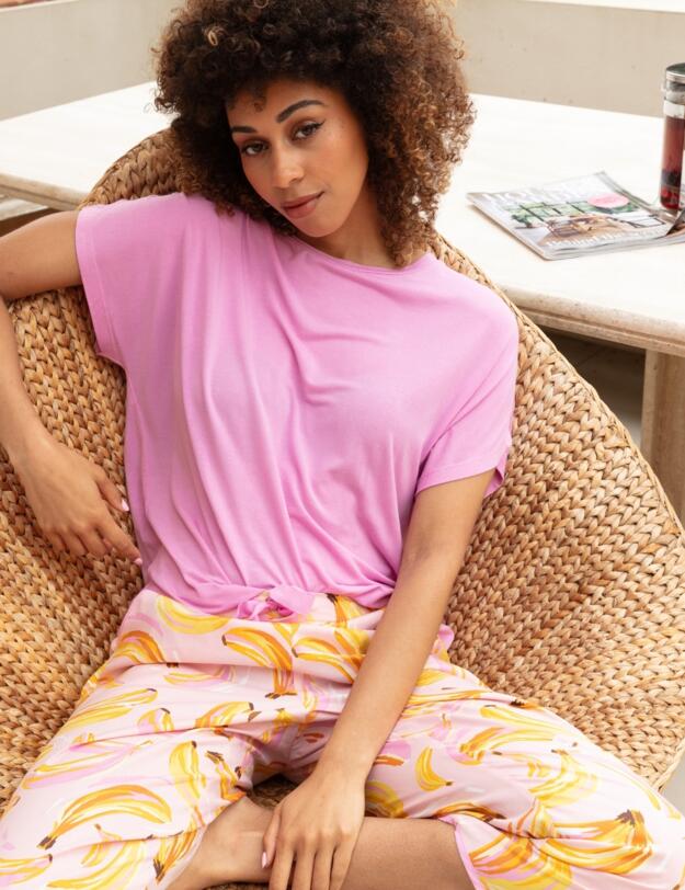 Cyberjammies Betsy Banana Print Cropped Pyjama Bottoms Light Pink Mix 