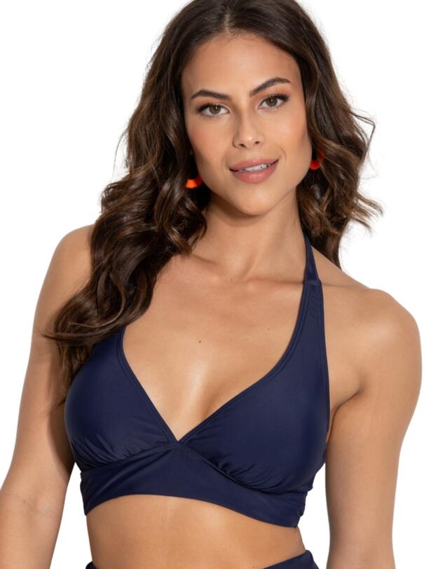 Pour Moi Space Non-Wired Halter Bikini Top Navy 