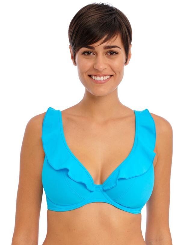 Freya Jewel Cove Underwired High Apex Bikini Top Plain Turquoise