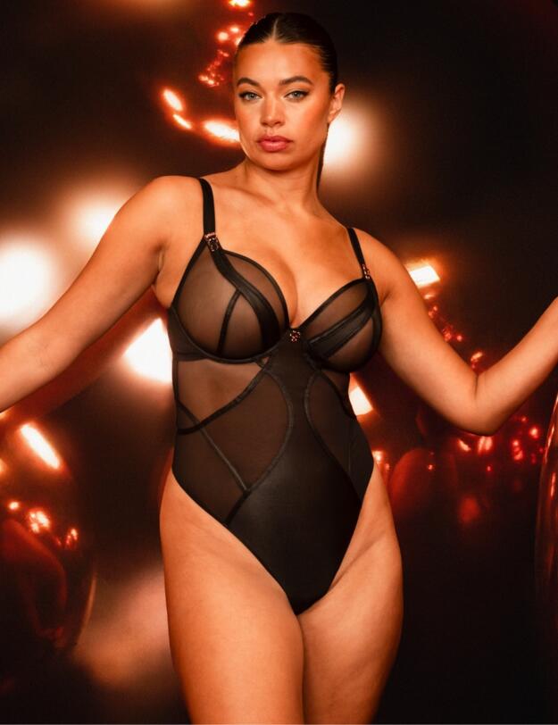 Scantilly by Curvy Kate Suspense Wired Bodysuit Black 
