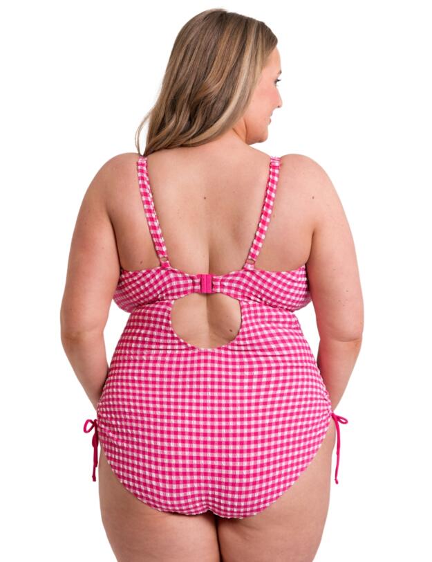 Curvy Kate Holiday Check Non-Wired Swimsuit Raspberry Pink 
