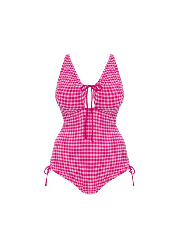 Curvy Kate Holiday Check Non-Wired Swimsuit Raspberry Pink 