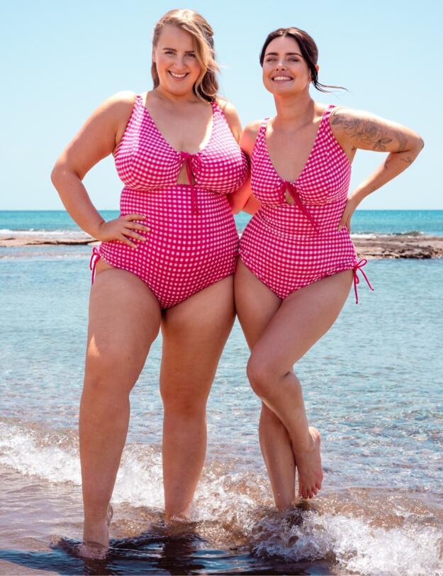 Curvy Kate Holiday Check Non-Wired Swimsuit Raspberry Pink 