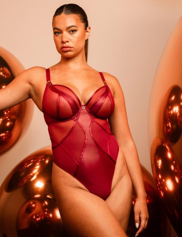 Scantilly by Curvy Kate Suspense Wired Bodysuit Sangria 