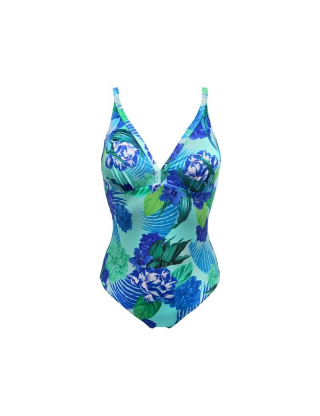 Pour Moi Carnival V-Neck Control Swimsuit Aqua Tropical