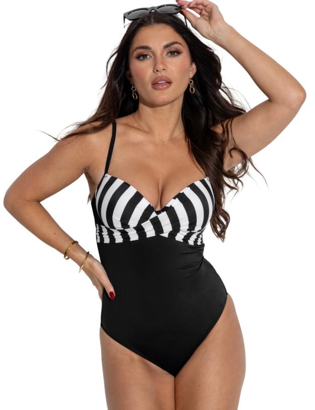 Pour Moi Free Spirit Lightly Padded Underwired Swimsuit Black/White