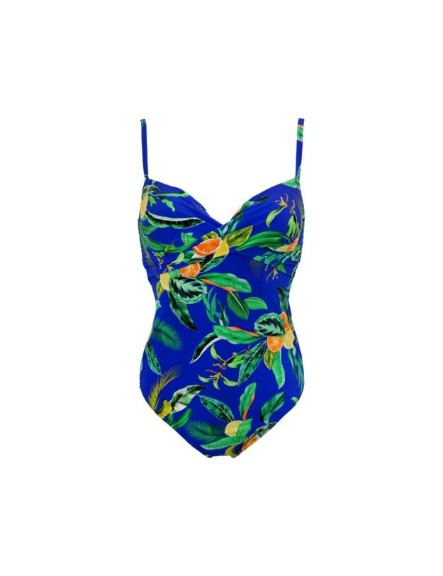 Pour Moi Free Spirit Lightly Padded Underwired Swimsuit Blue Tropical