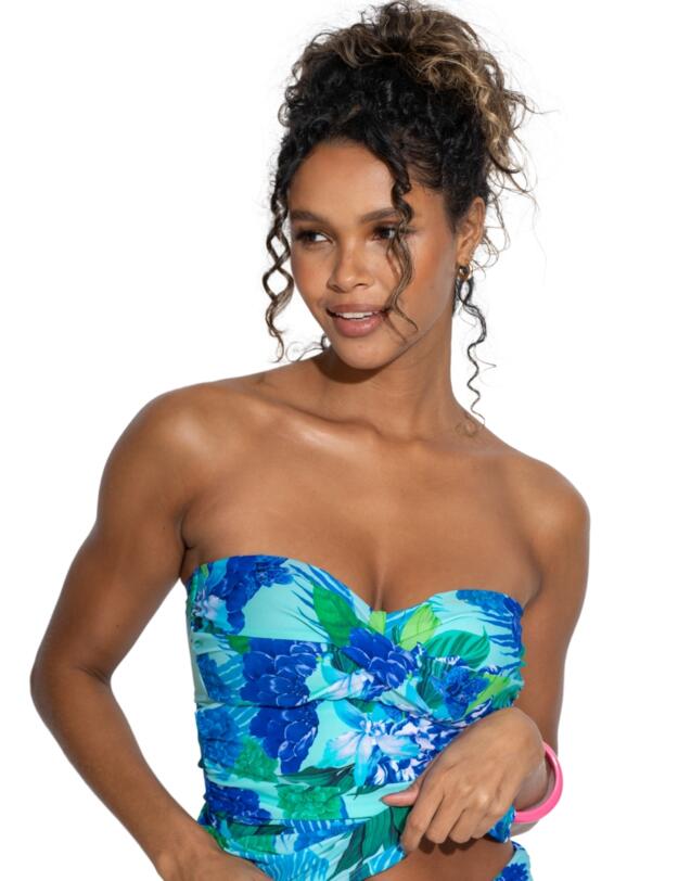 Pour Moi Free Spirit Strapless Tankini Top Aqua Tropical