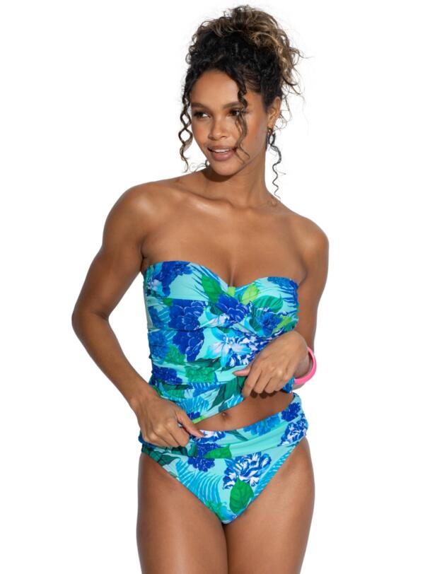 Pour Moi Free Spirit Strapless Tankini Top Aqua Tropical