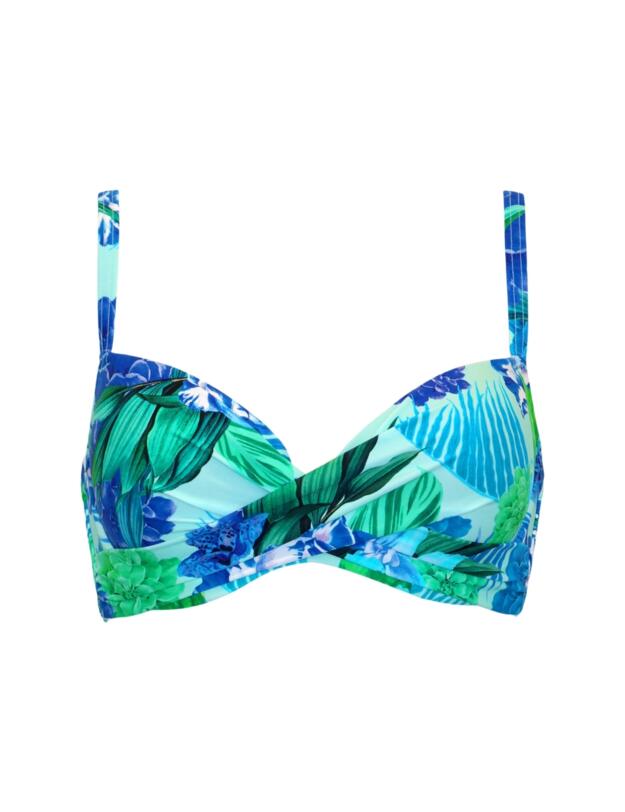 Pour Moi Free Spirit Twist Front Bikini Top Aqua Tropical