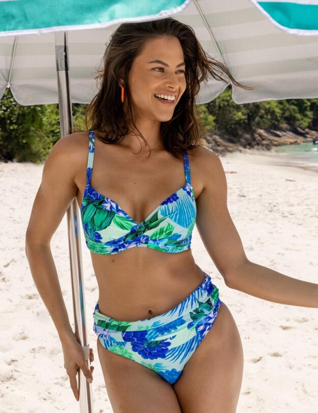 Pour Moi Free Spirit Twist Front Bikini Top Aqua Tropical