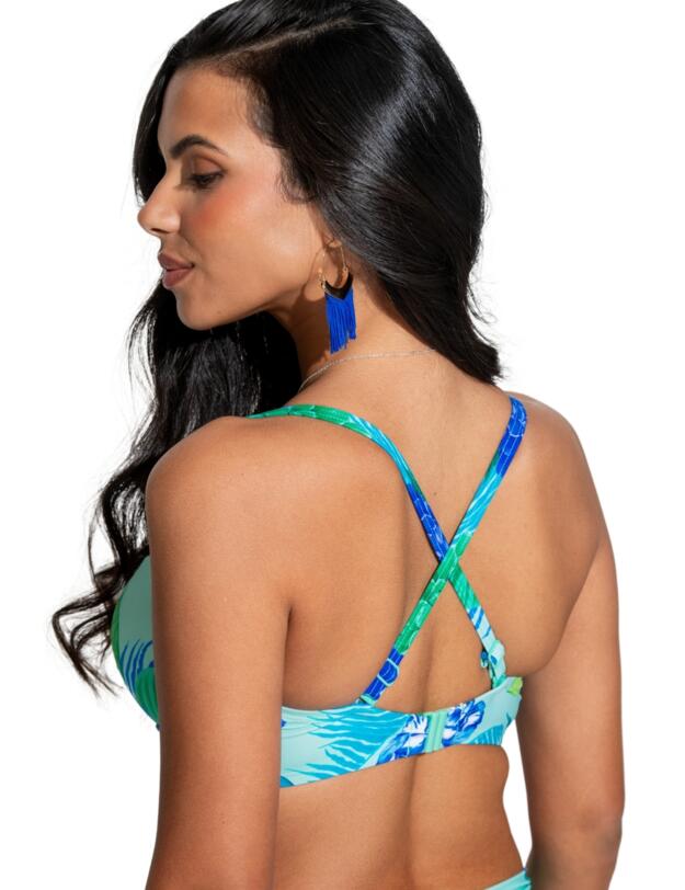 Pour Moi Free Spirit Twist Front Bikini Top Aqua Tropical