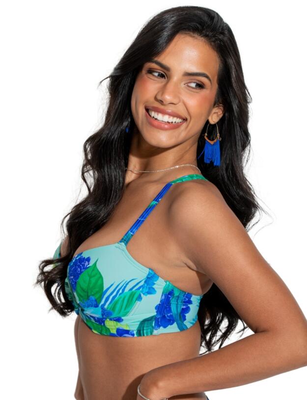 Pour Moi Free Spirit Twist Front Bikini Top Aqua Tropical