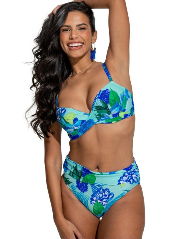 Pour Moi Free Spirit Fold Over Bikini Brief Aqua Tropical