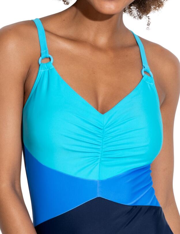 Pour Moi Brighton V Neck Tummy Control Swimsuit Navy/Blue