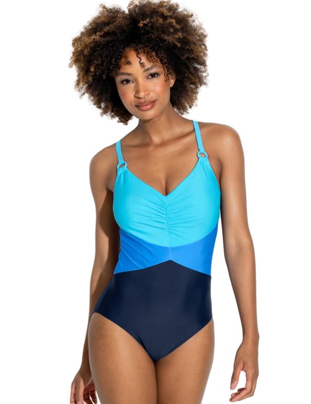 Pour Moi Brighton V Neck Tummy Control Swimsuit Navy/Blue