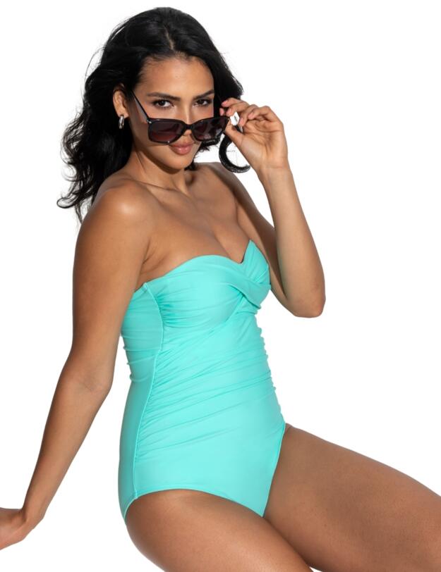 Pour Moi Santa Monica Strapless Tummy Control Swimsuit Mint