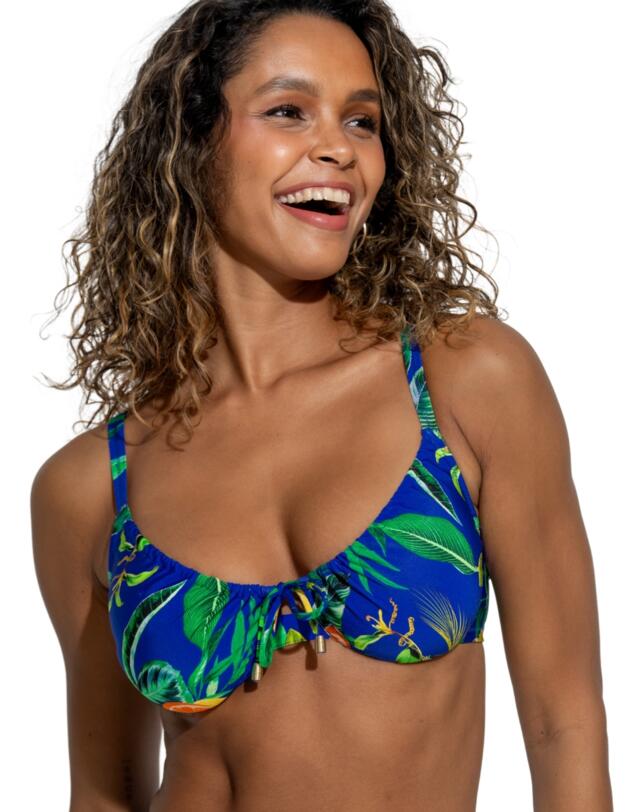 Pour Moi Santa Cruz Underwired Adjustable Bikini Top Blue Tropical