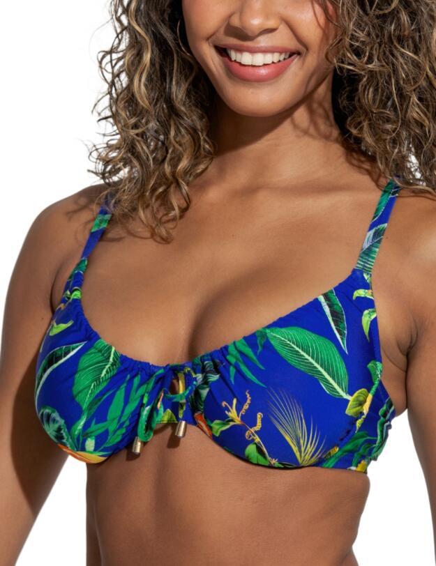Pour Moi Santa Cruz Underwired Adjustable Bikini Top Blue Tropical