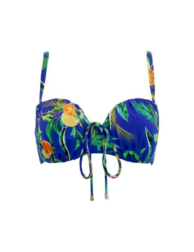 Pour Moi Santa Cruz Strapless Lightly Padded Bikini Top Blue Tropical