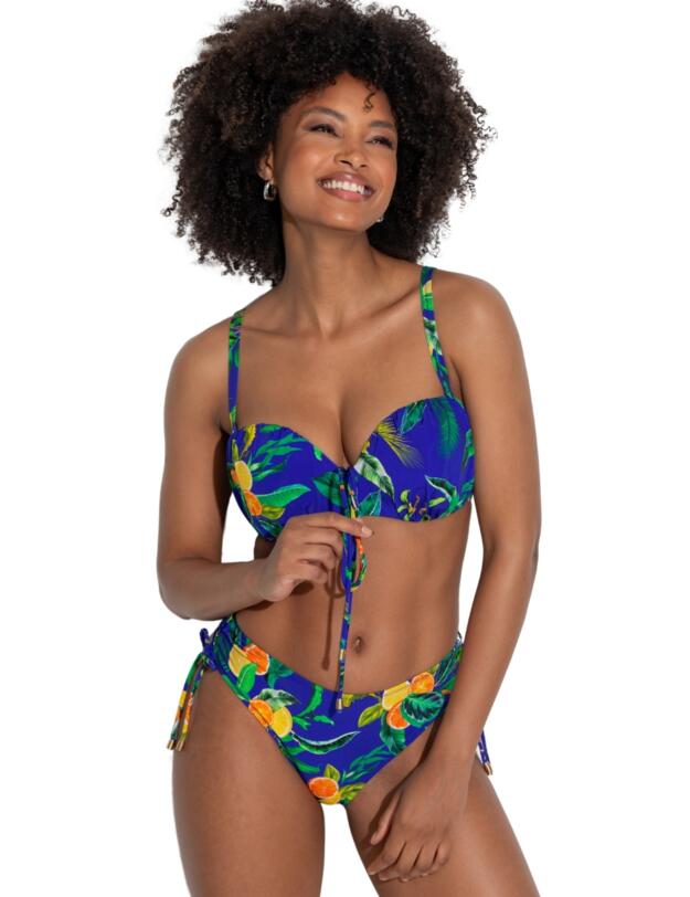 Pour Moi Santa Cruz Strapless Lightly Padded Bikini Top Blue Tropical