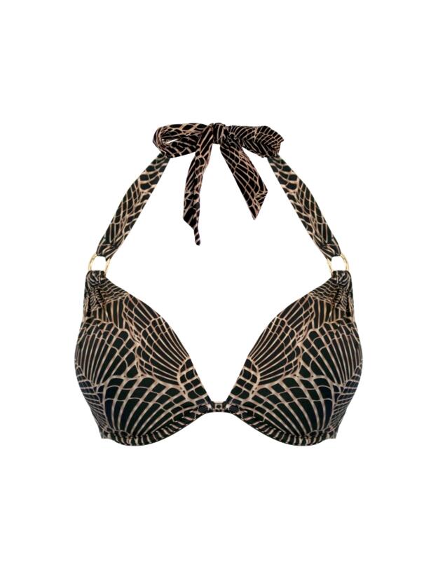 Pour Moi Samoa Boost Padded Underwired Bikini Top Black/Gold