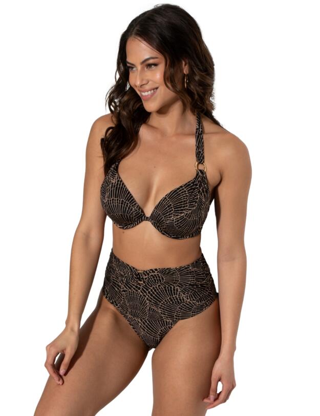 Pour Moi Samoa Boost Padded Underwired Bikini Top Black/Gold