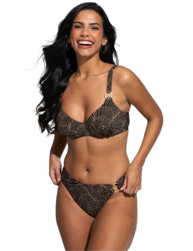 Pour Moi Samoa Ring Detail Bikini Brief Black/Gold