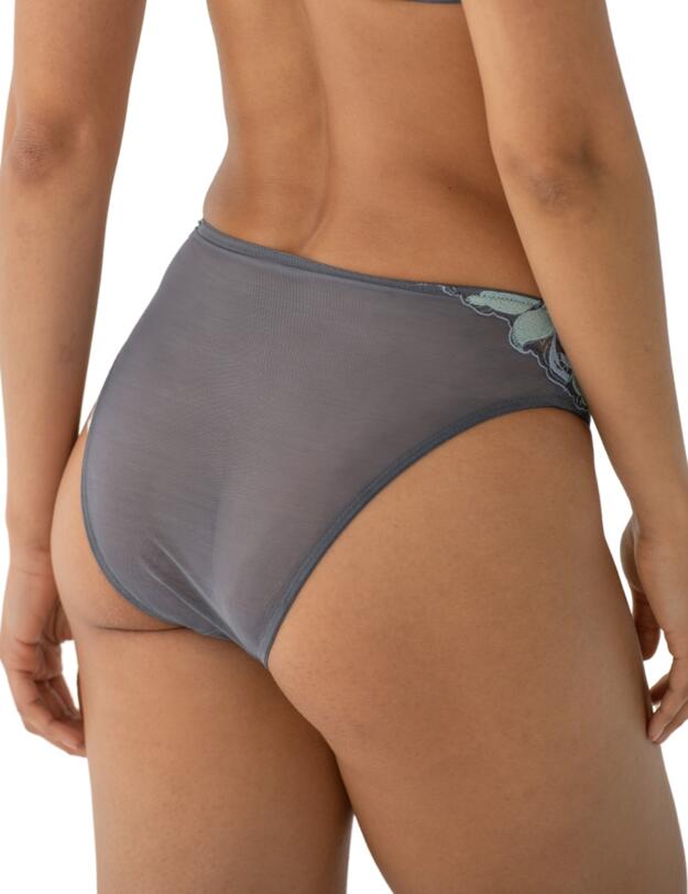Pour Moi Roxanne Embroidered High Leg Mesh Brief Slate/Mint/Blue 