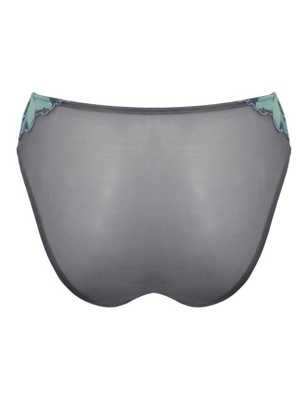 Pour Moi Roxanne Embroidered High Leg Mesh Brief Slate/Mint/Blue 