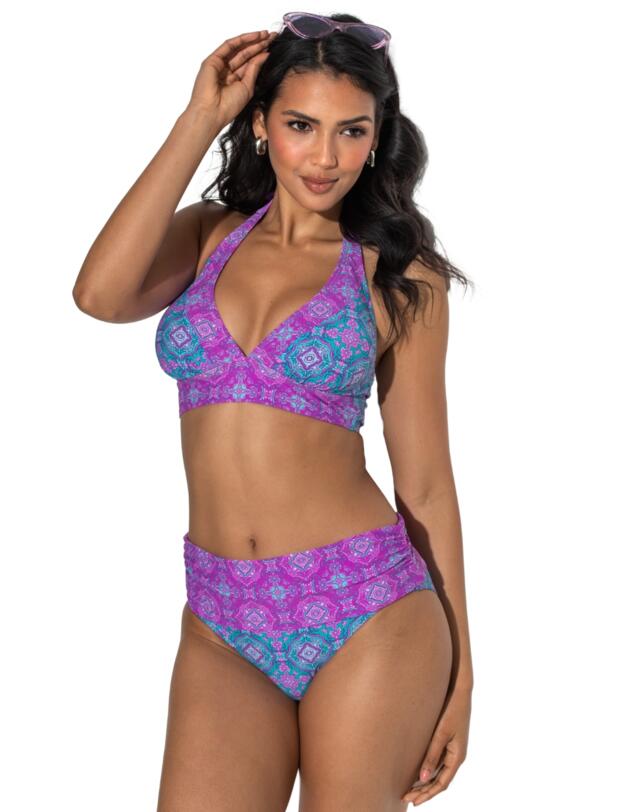 Pour Moi Venice Beach Fold Over Bikini Brief Aquaburst