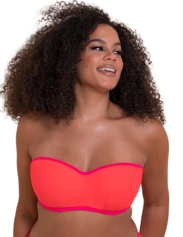 Curvy Kate Minimalist Multiway Bandeau Bikini Top Coral/Pink