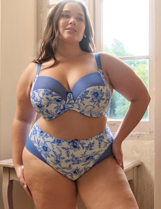 Sculptresse by Panache Bliss Deep Brief Blue Floral 