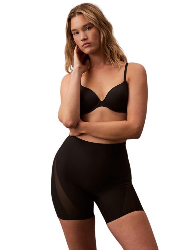 Calvin Klein Stay Put Mesh Shapewear Mid Thigh Short Black 