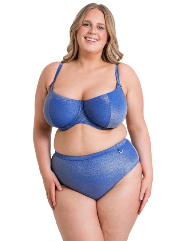 Curvy Kate Sapphire Seas High Waist Bikini Brief Blue Sparkle 