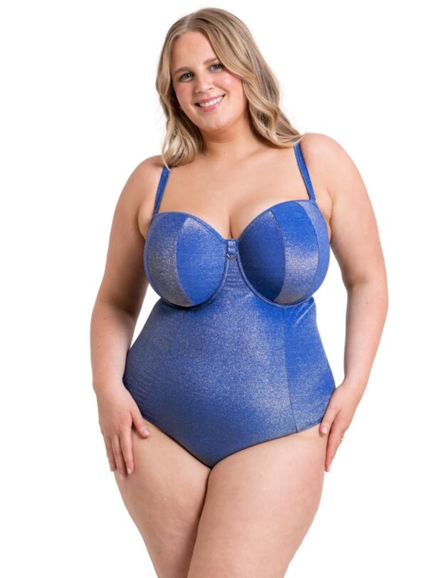 Curvy Kate Sapphire Seas Multiway Bandeau Swimsuit Blue Sparkle 