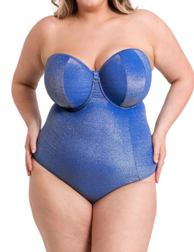Curvy Kate Sapphire Seas Multiway Bandeau Swimsuit Blue Sparkle 