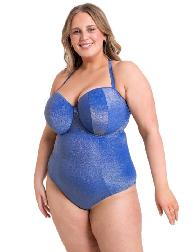 Curvy Kate Sapphire Seas Multiway Bandeau Swimsuit Blue Sparkle 