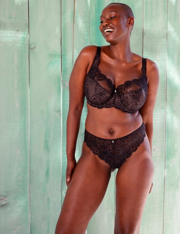 Curvy Kate Lovelace Brazilian Brief Black/Taupe 