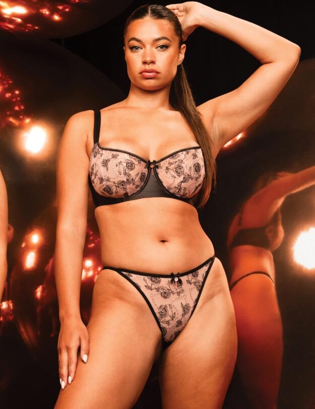 Scantilly by Curvy Kate Entwined Tanga Brief Black/Blush 