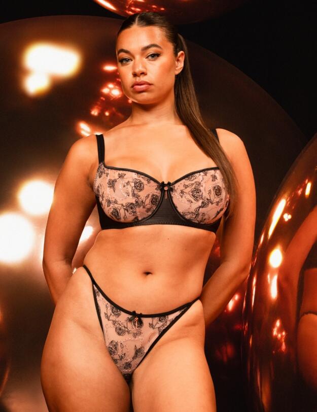 Scantilly by Curvy Kate Entwined Tanga Brief Black/Blush 