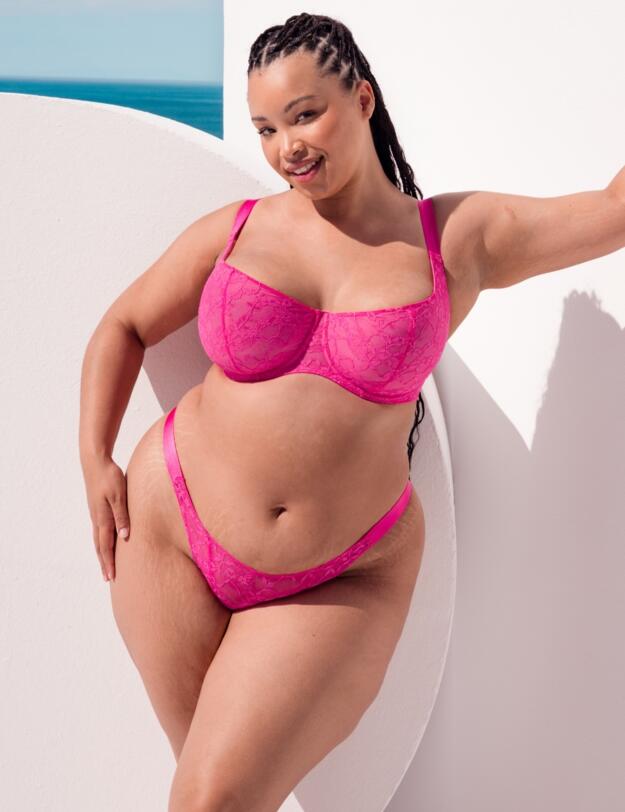 Curvy Kate All Night Lace Tanga Brief Hot Pink/Blush